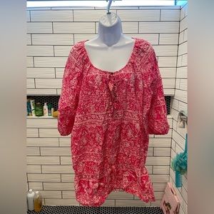 Just My Size pink patterned blouse.